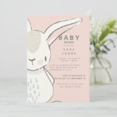 Cute Neutrale Waterverf Rabbit Baby Pink Shower Kaart (Staand voorkant)