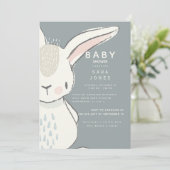 Cute Neutrale Waterverf Rabbit Baby shower Kaart (Staand voorkant)