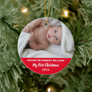 Cute New Baby Custom Photo Newborn Eerste Kerstmis Keramisch Ornament