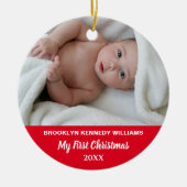 Cute New Baby Custom Photo Newborn Eerste Kerstmis Keramisch Ornament (Voorkant)