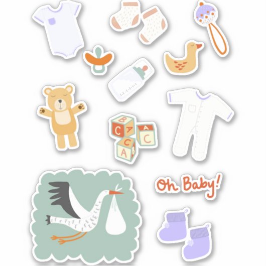Cute New Baby Sticker (Voorkant)