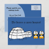 Cute New Home Funny Penguin Address Change Moving Aankondigingskaart (Voorkant / Achterkant)