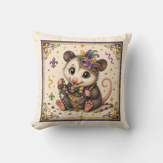 Cute New Orleans Opossum Worpillow Kussen (Voorkant)