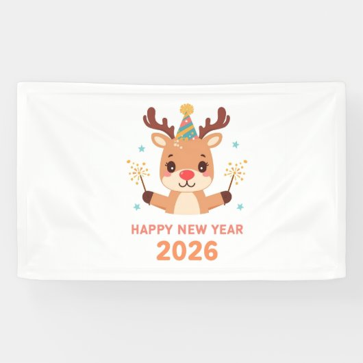 cute new year party banner 2026 (Horizontaal)
