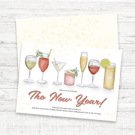 Cute New Year's Eve party Invitation Kaart