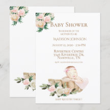 Cute Newborn Baby Basket Floral Pink Baby shower