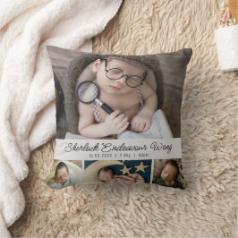 Cute Newborn Baby Foto Birth Stats Kussen