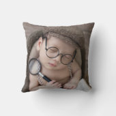 Cute Newborn Baby Foto Birth Stats Kussen (Achterkant)