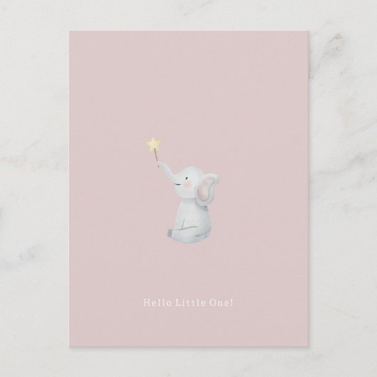 Cute Newborn Baby Hello Little One Elephant Card. Briefkaart (Voorkant)