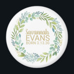 Cute Newborn Birth Stats Magnet<br><div class="desc">Een schattige eucalyptusgrienery met een baby shower magneet. Een leuk cadeautje voor de moeder om te zijn of voor je baby shower gasten!</div>