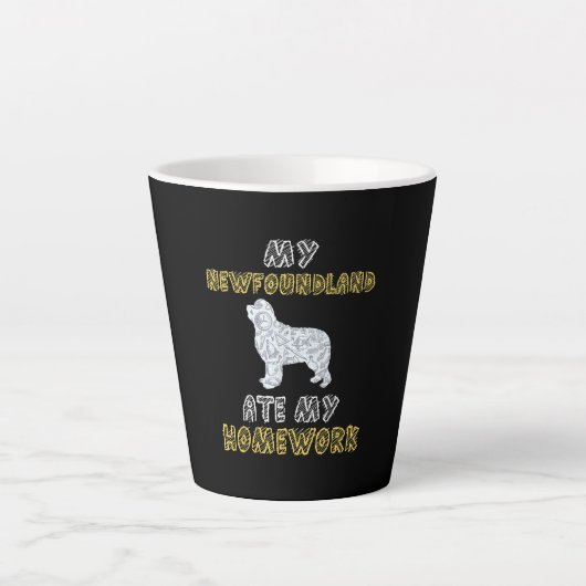 Cute Newfie | Mijn Newfoundland Ate My Homework Latte Mok (Voorkant)