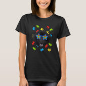Cute Newfoundland Autism Puzzle Sunbril Puppies T-shirt (Voorkant)