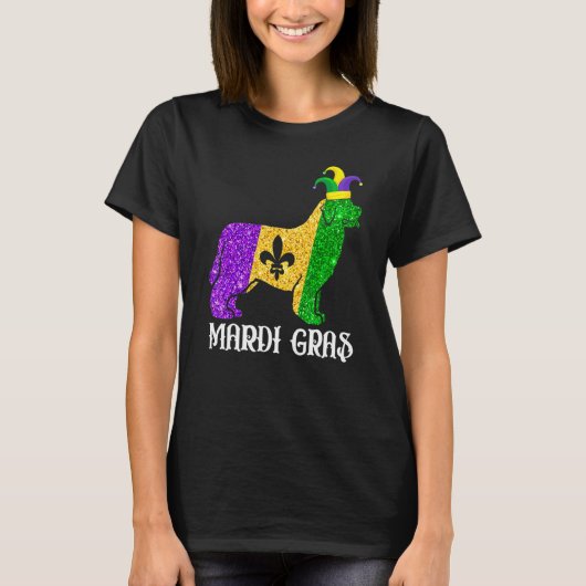 Cute Newfoundland Dog Lover Mardi Gras Party Jeste T-shirt (Voorkant)