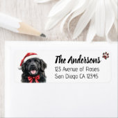 Cute Newfoundland Dog with Santa Hat Etiket (Insitu)