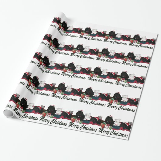 Cute Newfoundland Dogs bij Kerstmis Cadeaupapier (Uitgerold)