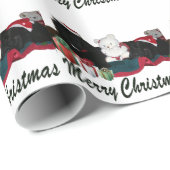 Cute Newfoundland Dogs bij Kerstmis Cadeaupapier (Rol Hoek)