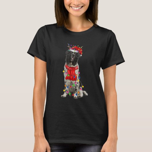 Cute Newfoundland kerstboom Lights Dog T-shirt (Voorkant)