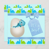 Cute Newly Hatched Baby Dinosaur Baby shower Kaart (Voorkant / Achterkant)