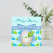 Cute Newly Hatched Baby Dinosaur Baby shower Kaart (Staand voorkant)