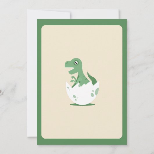Cute Newly Hatched T.Rex in eig Baby shower Kaart (Achterkant)