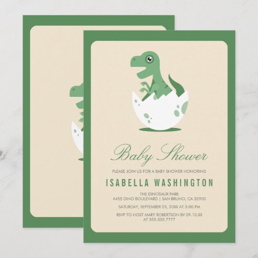 Cute Newly Hatched T.Rex in eig Baby shower Kaart (Voorkant / Achterkant)