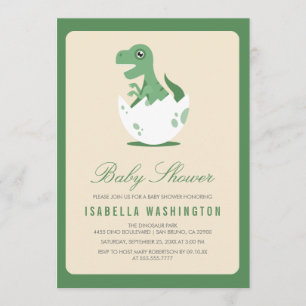 Cute Newly Hatched T.Rex in eig Baby shower Kaart