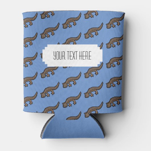 Cute Newt Pixel Art Amphibian Pattern Blikjeskoeler (Voorkant)