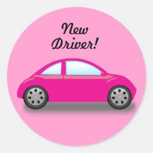 Cute Nieuw Bestuurder Roze Autosticker Ronde Sticker
