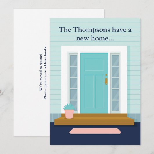 Cute Nieuw Huis Adreswijziging Teal Deur Verhuizen Aankondiging (Voorkant / Achterkant)