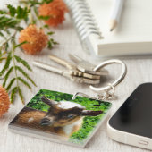 Cute Nigerian Dwarf Dairy Goat Kind Sleutelhanger (Voorkant Rechts)