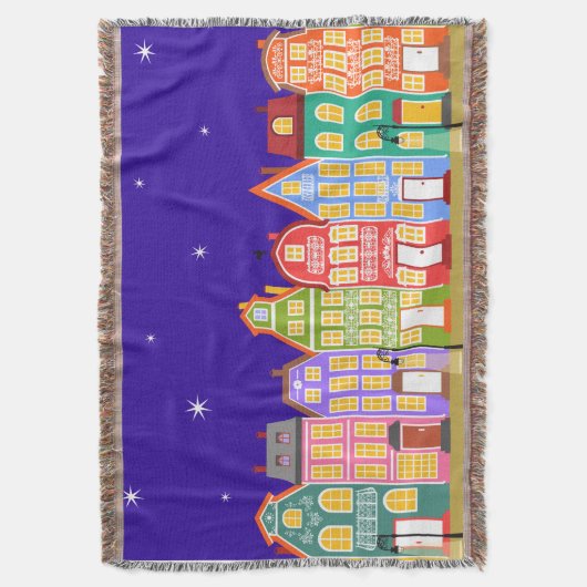 Cute Night City Throw Blanket Deken (Voorkant Verticaal)