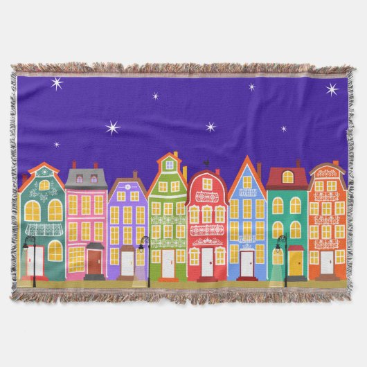 Cute Night City Throw Blanket Deken (Voorkant)