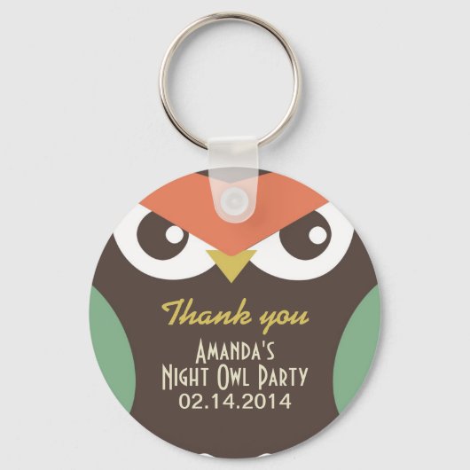 Cute Night Owl Birthday Party Gift Sleutelhanger (Voorkant)