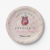 Cute Night Owl Birthday Slumber Party Papieren Bordje (Voorkant)