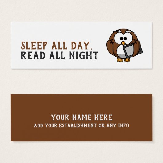 Cute Night Owl Bladwijzer Mini Visitekaartjes (Voorkant /achterkant)