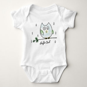 Cute Night Owl Doodle Sketch Romper