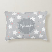 Cute Night Sky met aangepaste monogram en naam Accent Kussen (Voorkant)