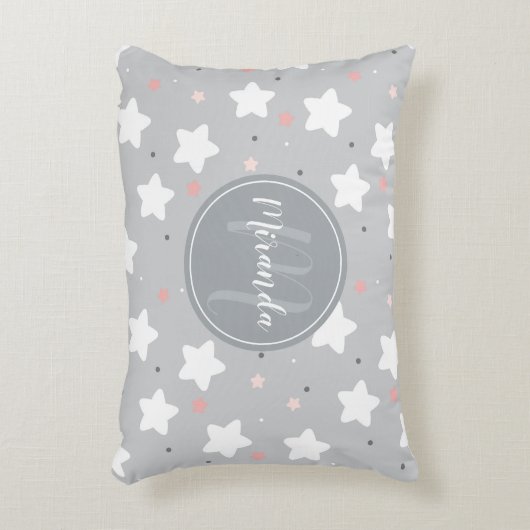 Cute Night Sky met aangepaste monogram en naam Accent Kussen (Voorkant(Verticaal))