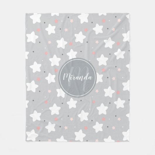 Cute Night Sky met aangepaste monogram en naam Fleece Deken (Voorkant)