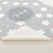 Cute Night Sky met aangepaste monogram en naam Sherpa Deken (3/4)