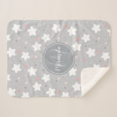 Cute Night Sky met aangepaste monogram en naam Sherpa Deken (Voorkant (horizontaal))