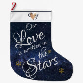 Cute Night Stars Monogram Love in Stars Grote Kerstsok (Voorkant)