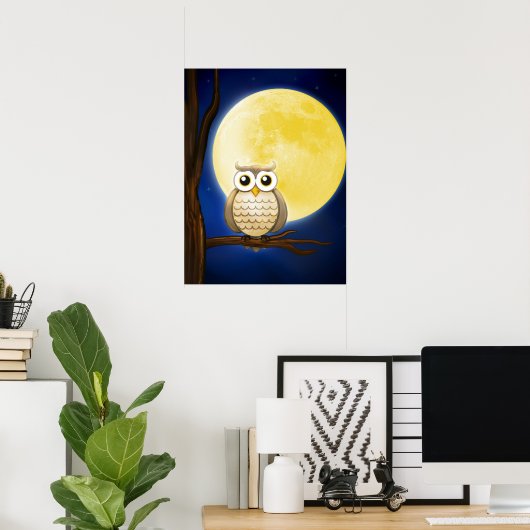 Cute Night Wise Owl | POSTER (Thuiskantoor)