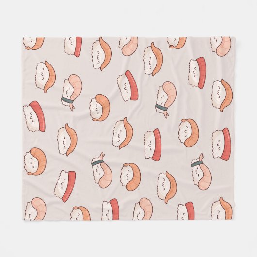 Cute Nigiri Sushi Seamless Pattern Fleece Deken (Voorkant (Horizontaal))