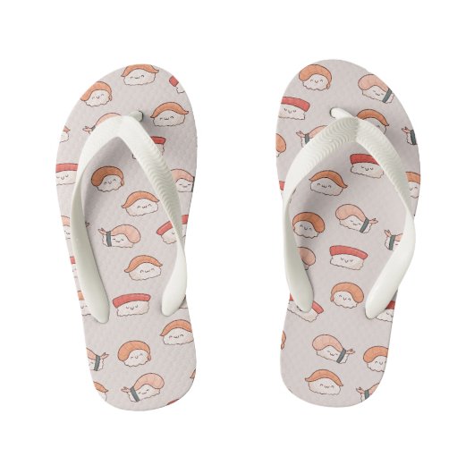 Cute Nigiri Sushi Seamless Pattern Kinder Teenslippers (Voetbed)