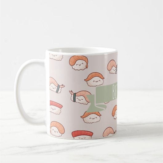 Cute Nigiri Sushi Seamless Pattern Koffiemok (Links)