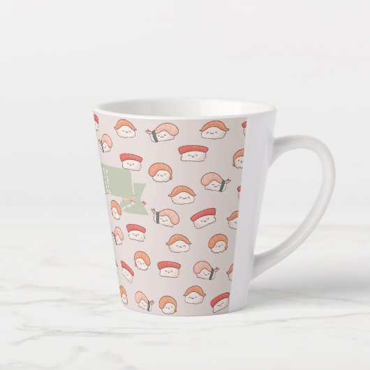 Cute Nigiri Sushi Seamless Pattern Latte Mok (Rechts)