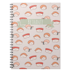 Cute Nigiri Sushi Seamless Pattern Notitieboek