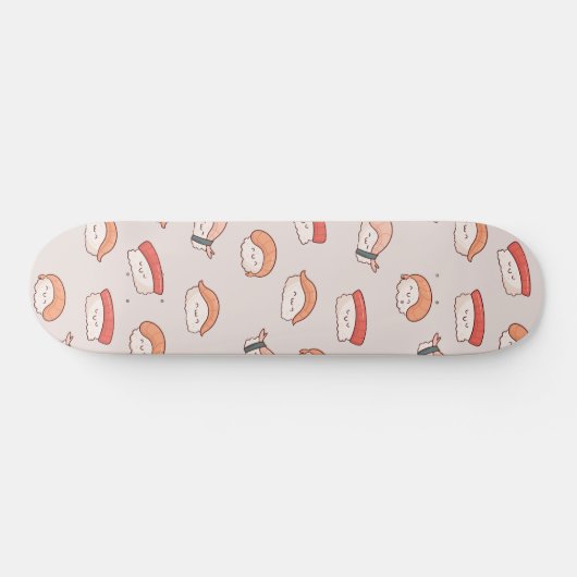 Cute Nigiri Sushi Seamless Pattern Persoonlijk Skateboard (Horizontaal)