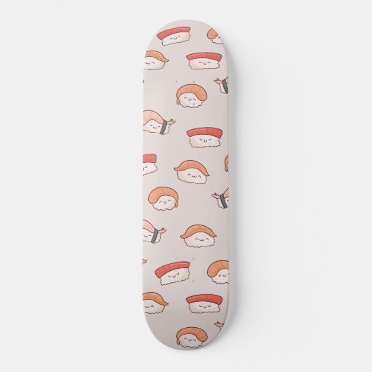 Cute Nigiri Sushi Seamless Pattern Persoonlijk Skateboard (Voorkant)